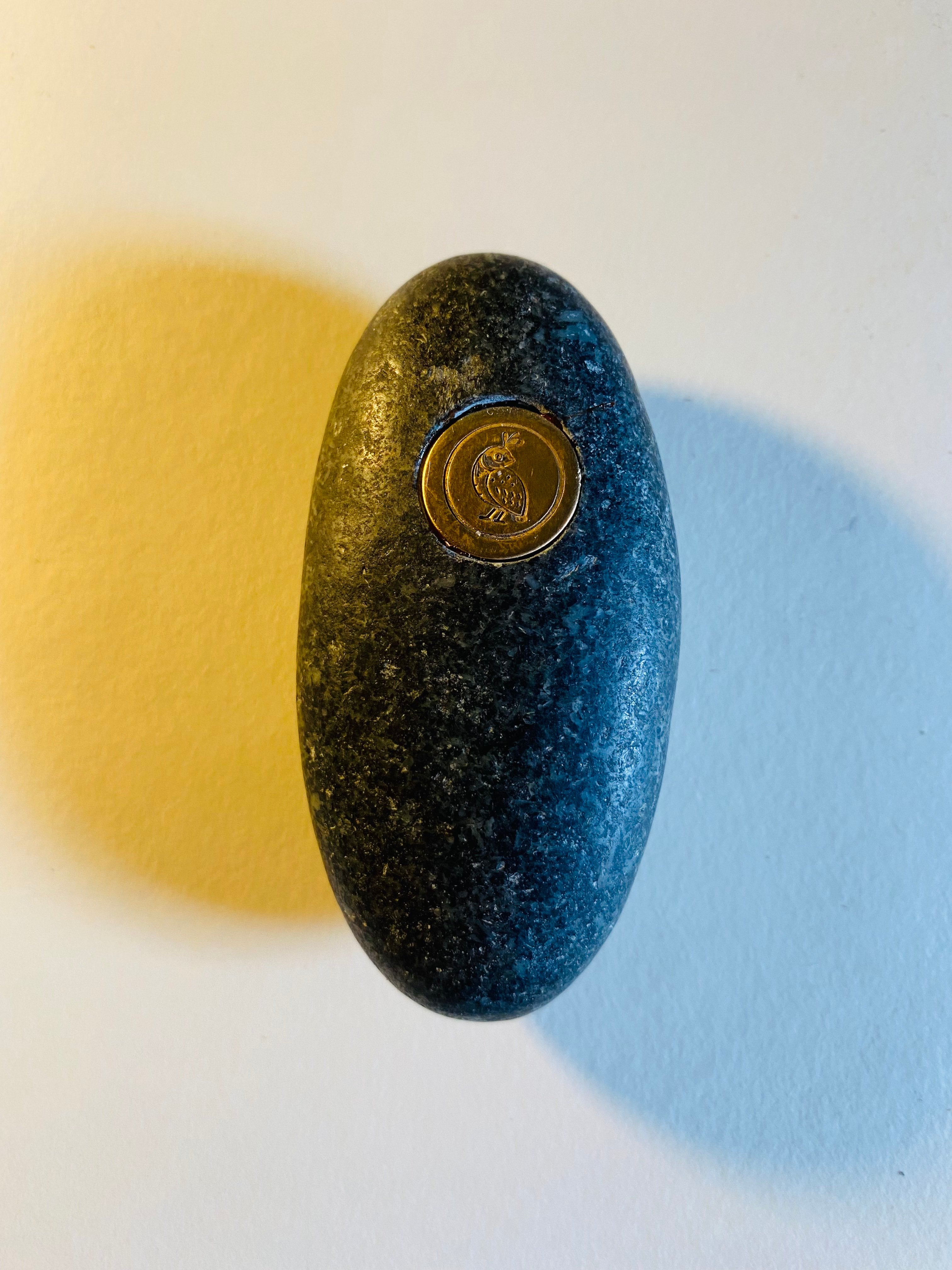 "Hucker" Basalt Worry stone w/ Brass inlay